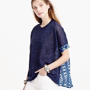 J. Crew indigo blue shibori print oversized blouse